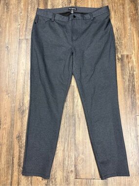 Karl Lagerfeld Paris Pants Women Size 16 Grey Houndstooth Checked Ankle Pants